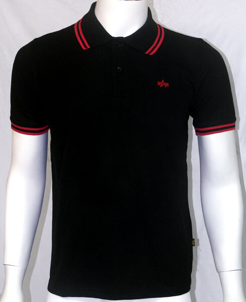 POLO ALPHA INDUSTRIES NEGRO-ROJO